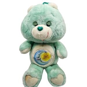 Vintage Bedtime Bear Care Bear 1983 Kenner Light Green Moon and Star on Belly